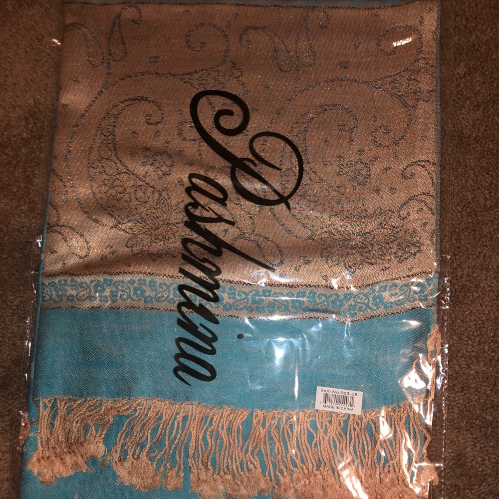 Turquoise yellow pashmina